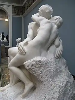 Le baiser d'Auguste Rodin, statue en marbre réalisée par Emmanuel Dolivet