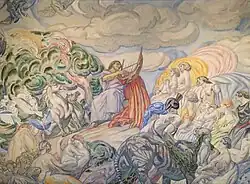 Augustin Carrera, Orphée charme le monde par la musique de sa lyre (détail, panneau central du plafond peint du foyer).