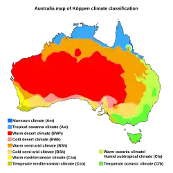 Carte de l'Australie en couleur