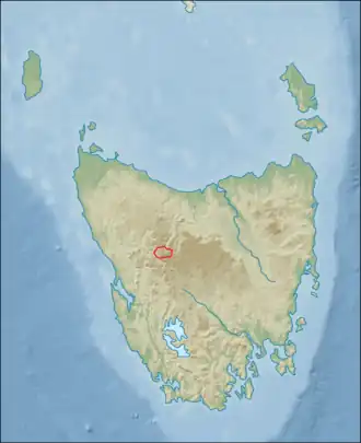 Carte de localisation de la chaîne Pélion en Tasmanie.