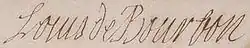 signature de Louis de Bourbon, comte-abbé de Clermont