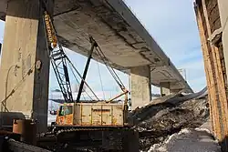 Démolition du viaduc originel.