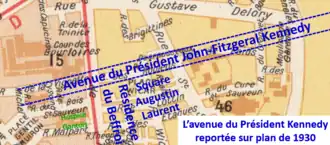 Avenue Kennedy sur plan de 1930