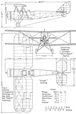 Description de l'image Avro 631 Cadet 3-view NACA-AC-161.png.