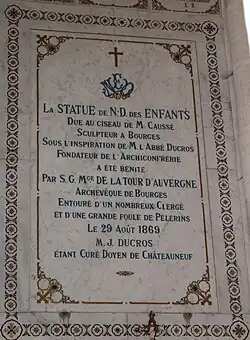 Bénédiction de la statue de Notre-Dame des Enfants.
