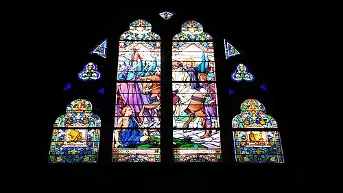 Vitrail représentant saint Vaast et Clovis dans l'église Saint-Vaast de Béthune.