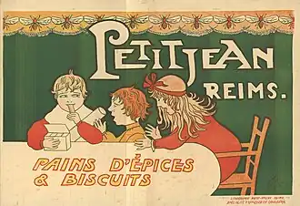 Affiche pour les biscuits et pains d'épices Petitjean.