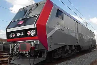 La BB 26056 (dernière locomotive traitée aux ateliers d'Oullins).