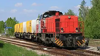 Manœuvre d'un train de marchandises au sud de la gare.