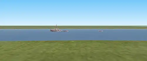 Vue sur la Seine depuis la terrasse du bout du jardin de Bercy.