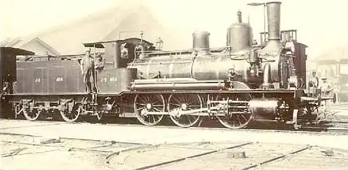 B3T N°424 du Chemin de fer Jura-Simplon, livrée en 1875 par Koechlin à la Compagnie du chemin de fer de Berne à Lucerne&nbsp;(de).