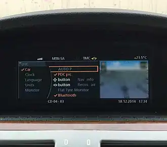 LCI iDrive montrant un menu paramétrage.