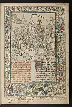 Extrait de L'Ovide moralisé imprimé par Colard Mansion en 1484. Conservé à la Bibliothèque publique de Bruges.