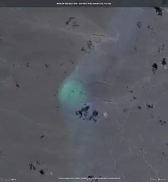 Image satellite du récif Baker prise par un satellite Sentinel 2 en 2022.