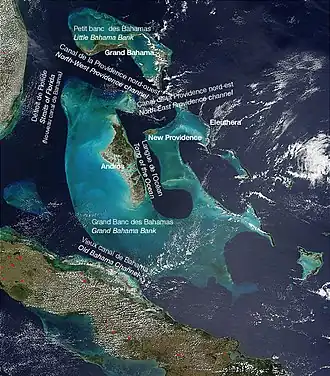 Détroits et autres passages aux environs des Bahamas, Floride et Cuba