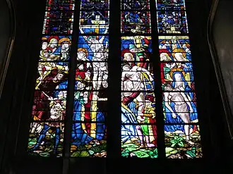 Photo du registre inférieur de la baie 51 représentant la Passion du Christ