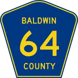 County road 64 marker in Baldwin County, Alabama