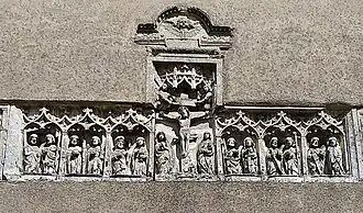 Détail du retable de l'église  : Le Christ et les 12 apôtres.