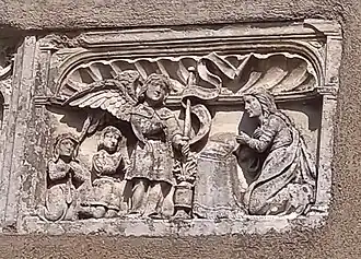 Détail du retable de l'église : l'Annonciation.