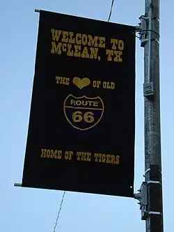Bannière de bienvenue aux touristes de la Route 66