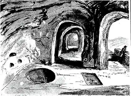 Baptistère de l'abbaye de Marmoutier avec piscine d'immersion et puits, 1911.