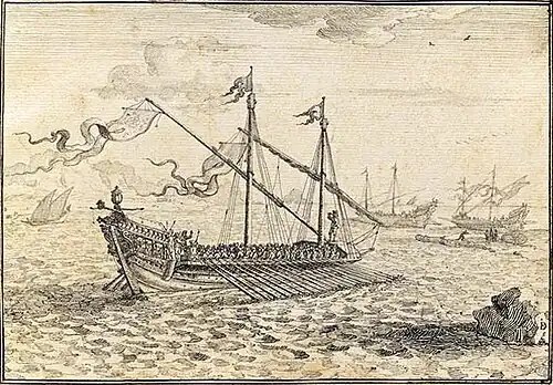 Galères et navires dans un golfe