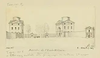 Dessin de la barrière de l'École-Militaire en 1860.