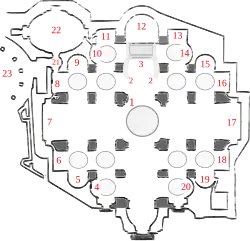 Plan de la basilique, cloître ovale (nº 22)