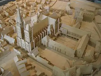 Maquette présentant l'état de la basilique et de l'abbaye vers 1600.