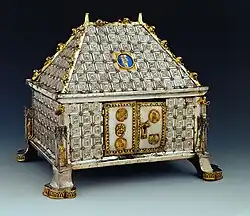 Reliquaire en argent du Trésor de la cathédrale de Bâle, Jakob Stampfer, fin du XIVe&nbsp;siècle.