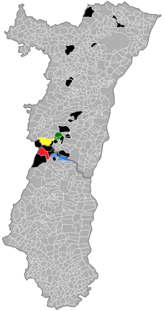 Carte des communes d'Alsace.