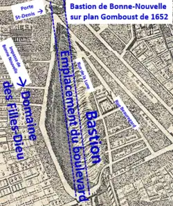 Bastion de Bonne nouvelle en 1652 (plan Gomboust).