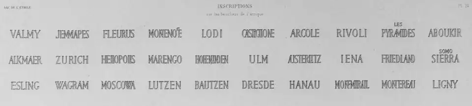 Batailles gravées sur les boucliers de l'attique (noter les détails calligraphiques).