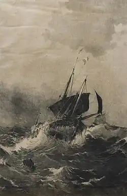 Bateau de pêche dieppois sur une mer agitée