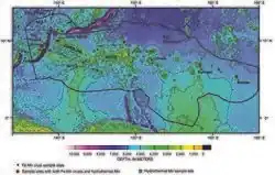 Carte montrant par des dégradés de couleur les différences d'élévation du niveau de la mer
