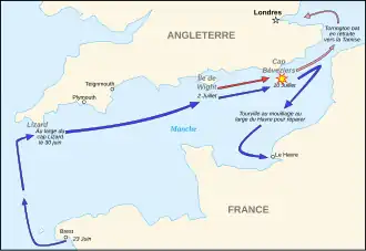 Carte repensant Tableau représentant la bataille navale du cap Béveziers.