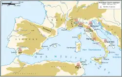 carte des principales batailles de la deuxième guerre punique