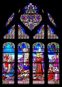 Vitrail représentant saint Guénolé et le roi Gradion.