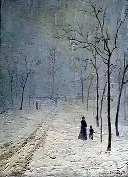 Promenade dans la neige, vers 1870-1880.