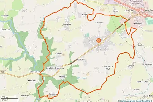 Carte en couleurs représentant les limites d'une commune.