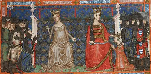 Miniature représentant Béatrice de Provence et Charles Ier d'Anjou.