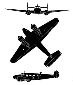 Description de l'image Beech C-45 Expeditor silhouette 110kB.png.