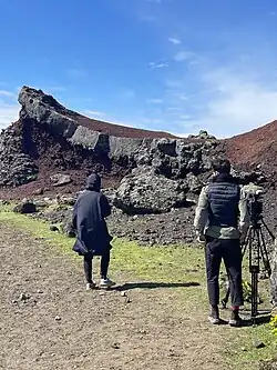 Dans les coulisses - Mojtaba et Sophie pendant le tournage du film en Islande.