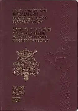 Couverture d'un passeport belge