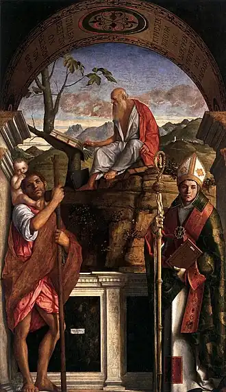 St Jérôme, St Christophe et St Louis de Toulouse Giovanni Bellini.
