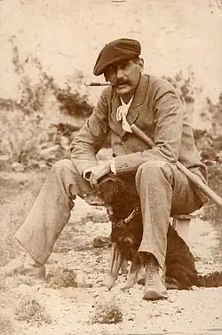 Benito Pérez Galdós avec son chien, Las Palmas, 1890