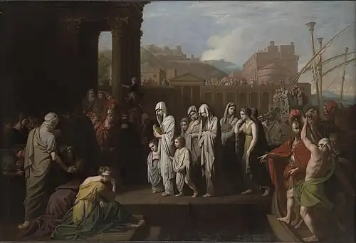 West, Agrippine accostant à Brindes avec les cendres de Germanicus, 1768, Yale University Art Gallery