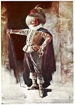 Dans le rôle de Cyrano de Cyrano de Bergerac d'Edmond Rostand, illustration de Percy Anderson&nbsp;(en) (1906).