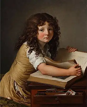 Benoît Agnès Trioson regardant des figures dans un livre d'Anne-Louis Girodet, 1797.