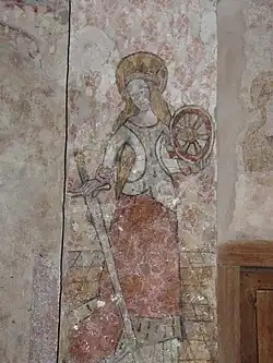 Fresque représentant sainte Catherine.